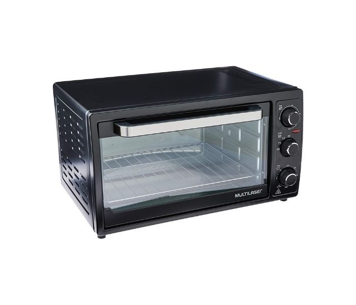 forno elétrico preto em um fundo branco