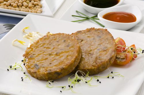 Produtos vegetarianos: hambúrguer de soja