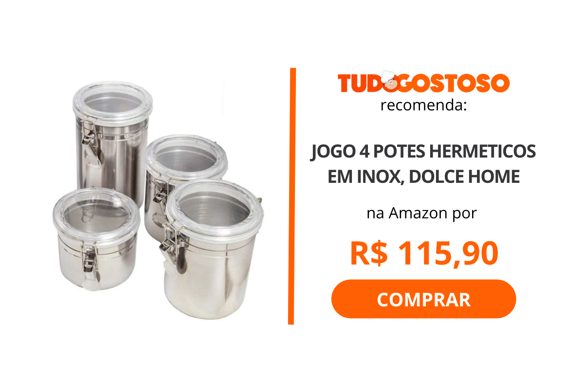 Jogo 4 porta mantimentos inox com fechamento hermético, Dolce Home
