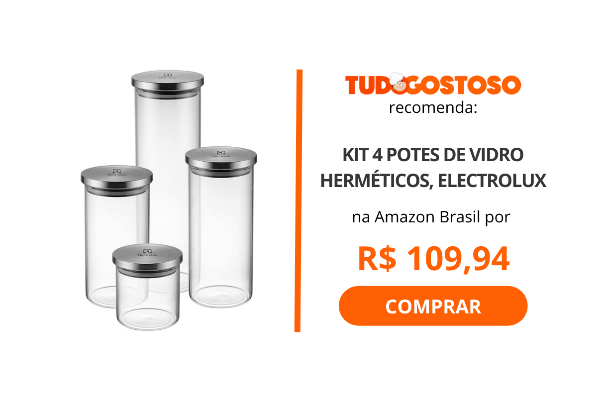 Kit 4 potes de vidro herméticos com tampa Inox, Electrolux